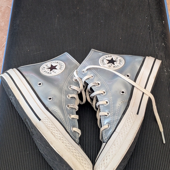 Converse Metallic Silver High-Tops - Picture 2 of 9
